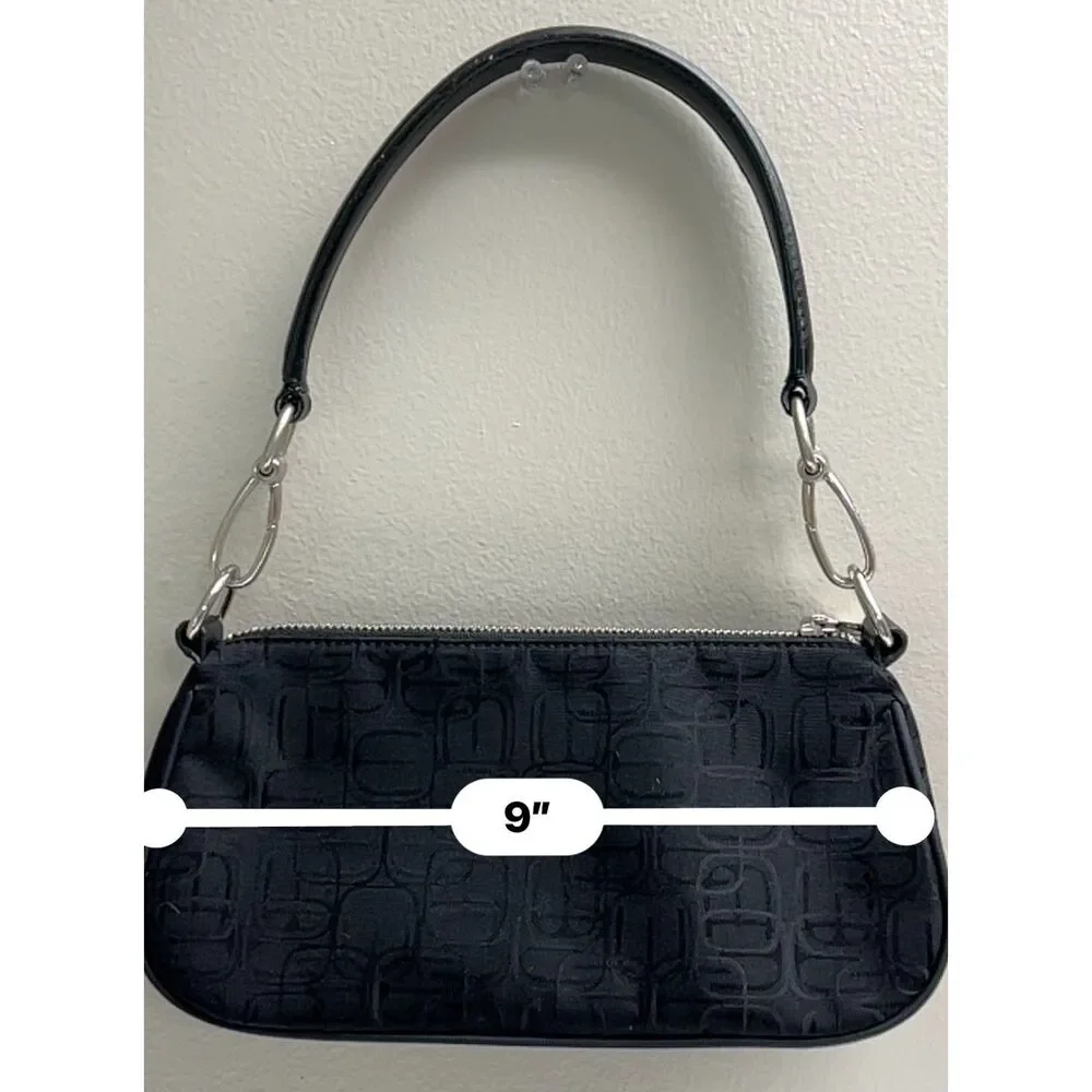 Express black nylon baguette with silver tone hardware